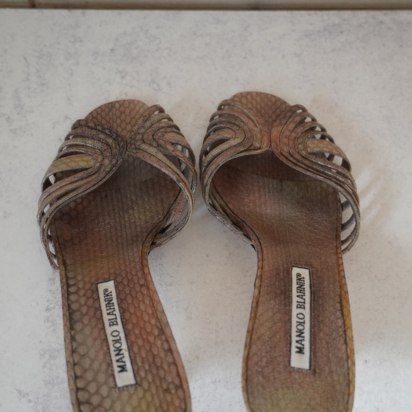 Manolo Blahnik Multicolor Snakeskin Kitten Heels - Picture 7 of 11